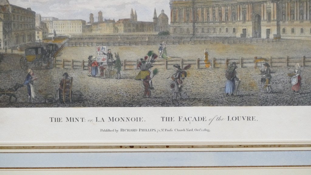 Engraving La Monnaie / Facade Of The Louvre By Richard Philipps Dated 1803-photo-3