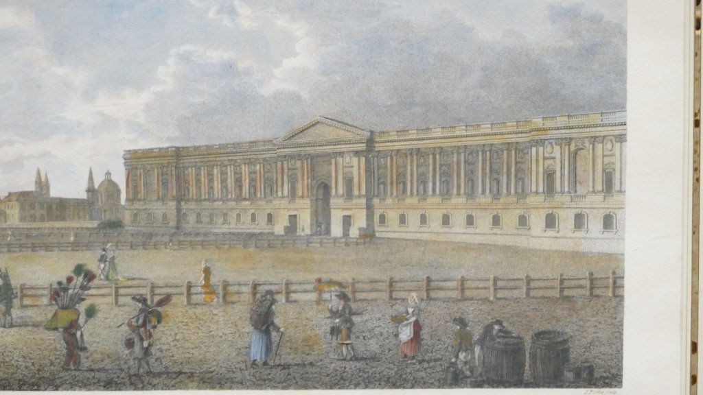 Gravure La Monnaie / Façade Du Louvre Par Richard Philipps Datée 1803-photo-4