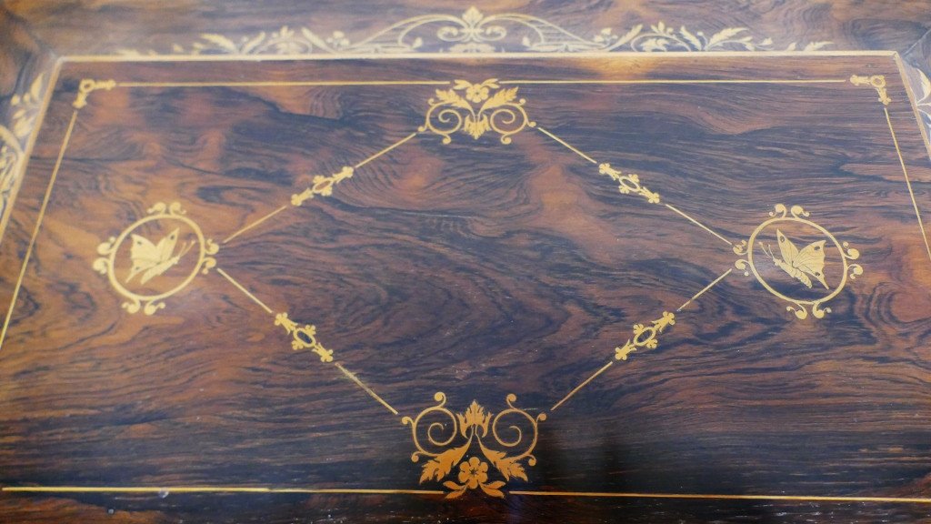 Charles X Wedding Chest In Rosewood And Lemon Tree, Tomb Shape, XIXth Time-photo-3