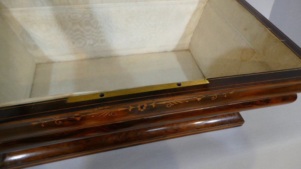 Charles X Wedding Chest In Rosewood And Lemon Tree, Tomb Shape, XIXth Time-photo-8