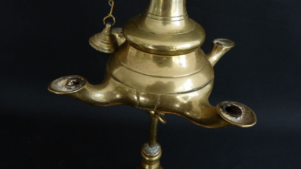 Lampe à Huile Florentine En Bronze, Italie, Fin XVIII ème-photo-3