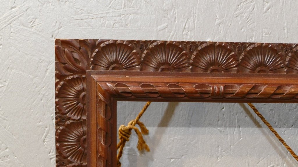 Frame In Carved Natural Wood, Late Nineteenth Time-photo-2