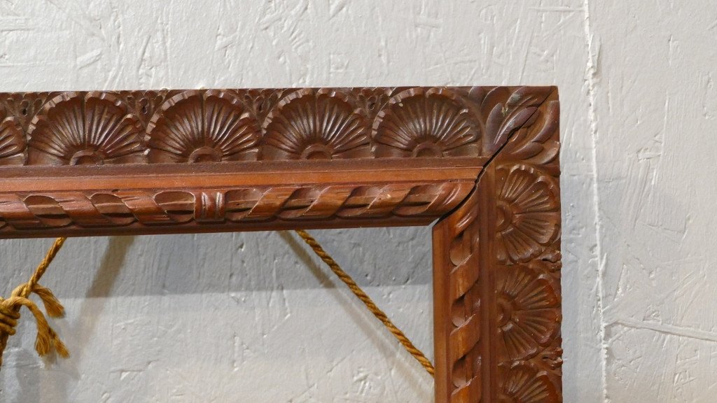 Frame In Carved Natural Wood, Late Nineteenth Time-photo-3