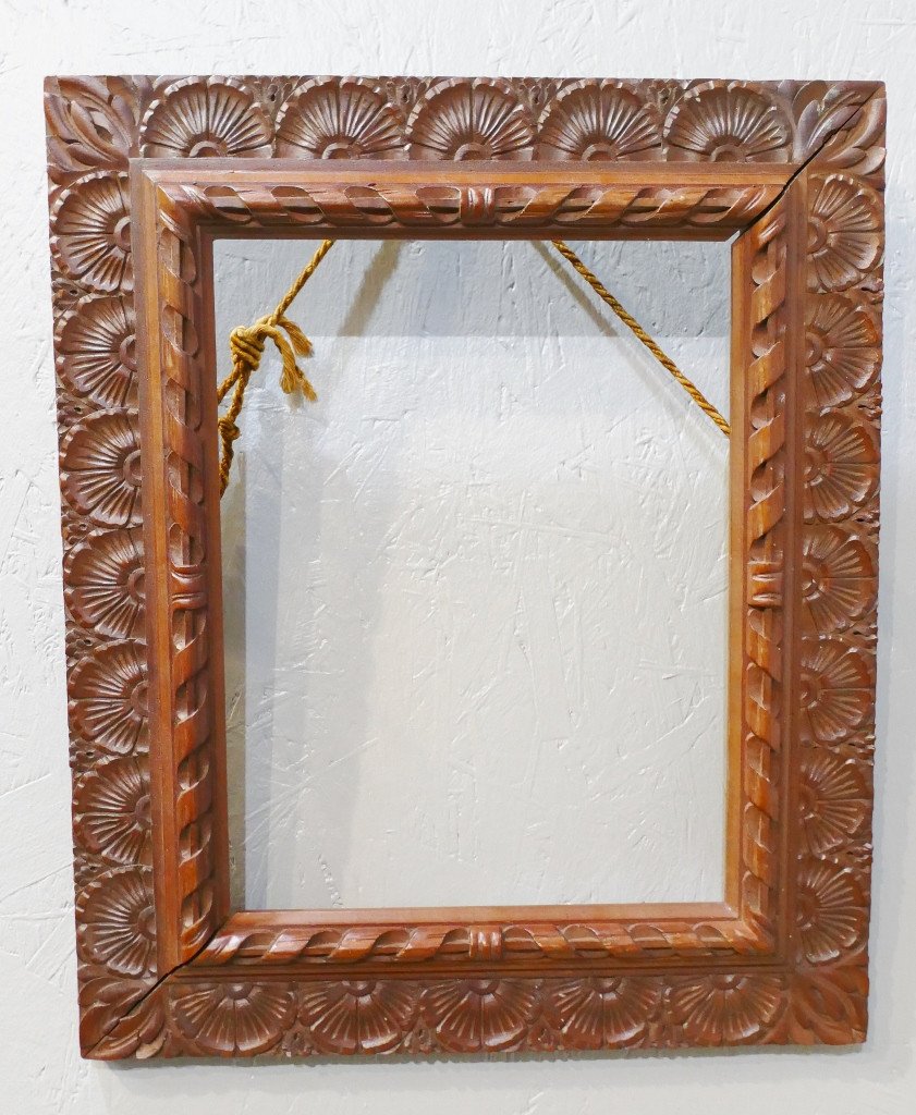 Frame In Carved Natural Wood, Late Nineteenth Time