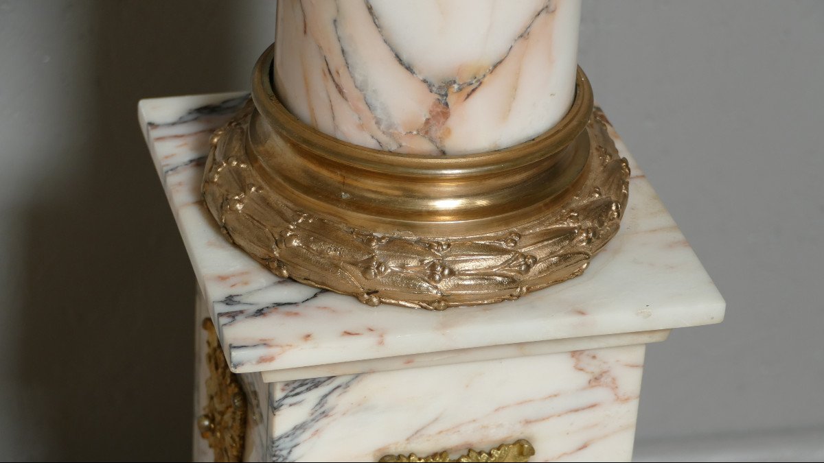 Napoleon III Column In Marble And Gilt Bronze In Corinthian Capital, XIX-photo-4