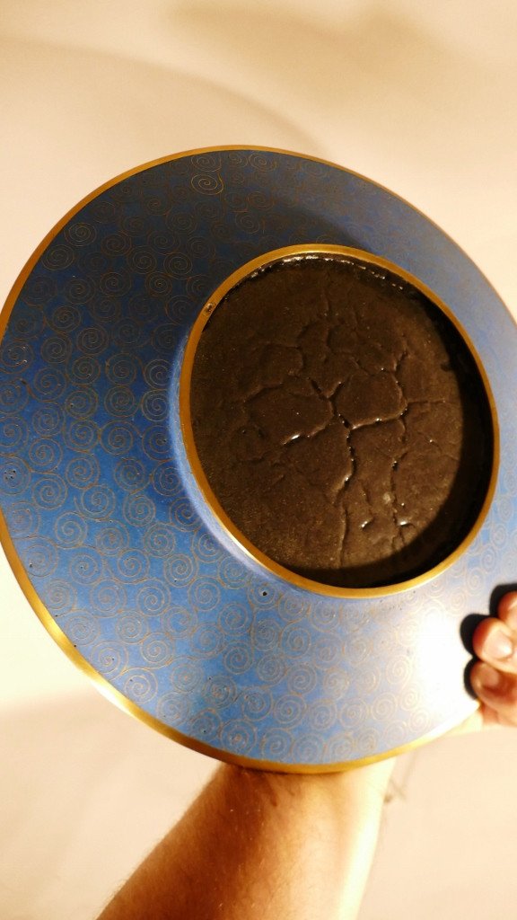 Plat Décoratif En Bronze Et émaux Cloisonnés à Décor d'Ipomée Et Papillon,Japon, Fin XIX ème-photo-3