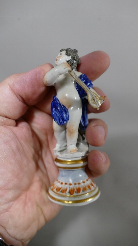 Amour Musicien, Statuette En Porcelaine De Meissen, époque Fin XVIII ème-photo-4