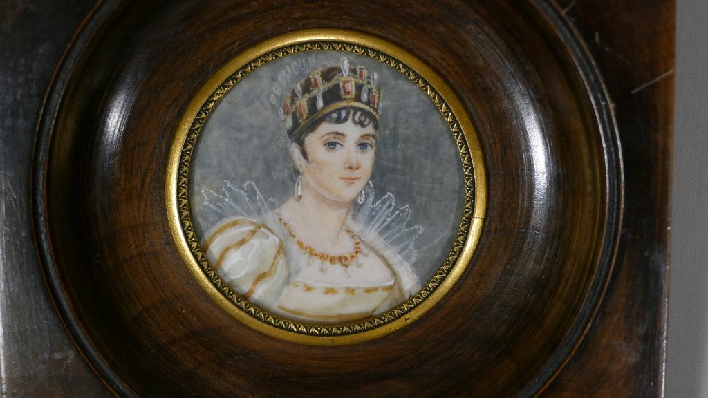 Miniature, Femme à La Tiare époque Empire, XIX ème