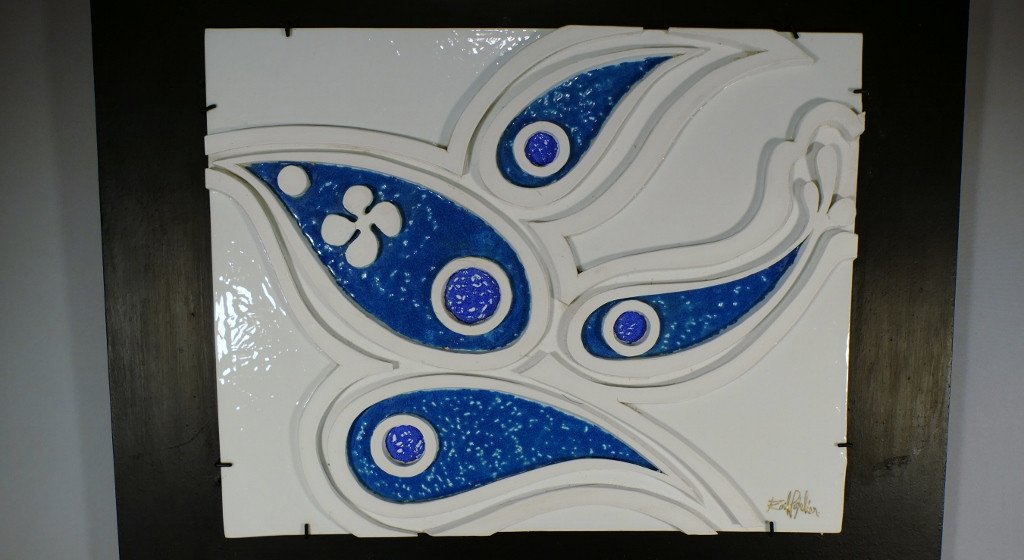 Roch Popelier, Design 70, Très Rare Plaque En Porcelaine émaillée En Relief, Limoges -photo-2