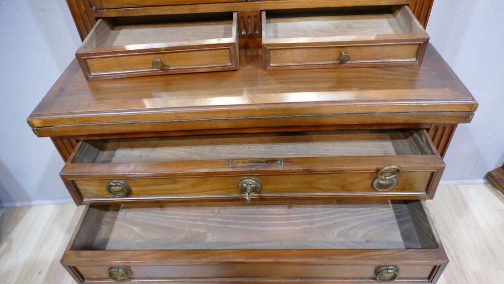 Bonheur Du Jour Louis XVI, Cherrywood Storage Desk, XIXth Century-photo-2