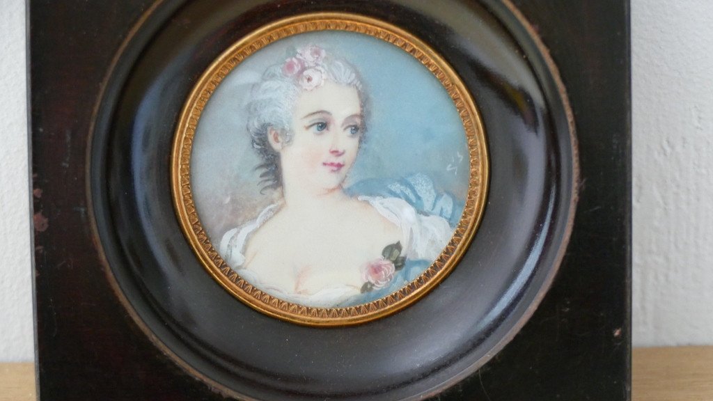 Mme De Pompadour, Miniature On Ivory, Twentieth Time-photo-2