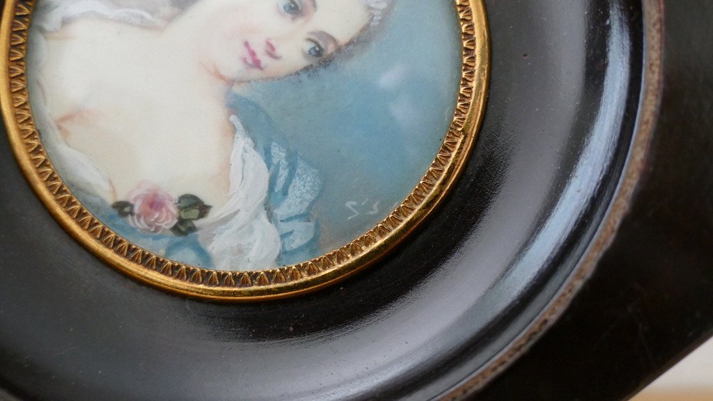 Mme De Pompadour, Miniature On Ivory, Twentieth Time-photo-1