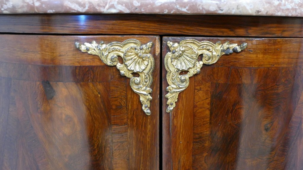 Corner Regency Period In Marquetry Of Rosewood And Gilt Bronze, XVIII-photo-4