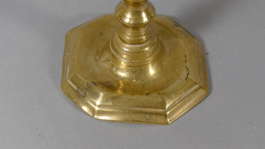 Louis XIII Period Candlestick In Bronze, 17th Century-photo-3