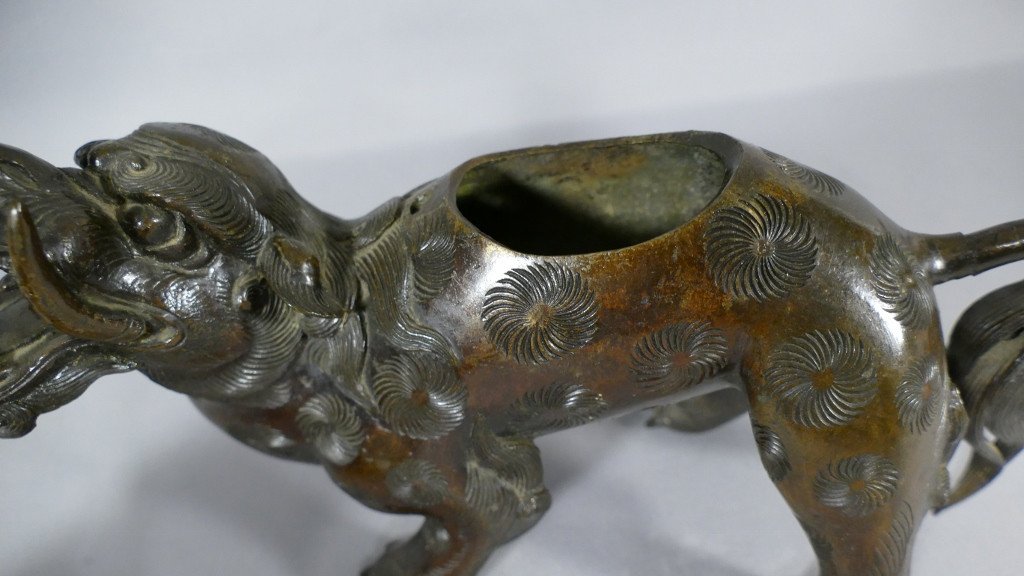 Bronze Chinois Ou Japonais, Dragon éléphant Avec Vieil Homme Sage, époque XIX ème-photo-5