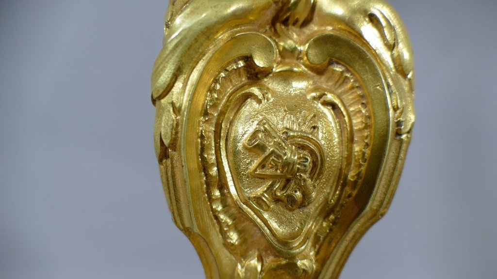 Ch. White, Gilt Bronze Lamp With Putti, Masonic Symbols, Late Nineteenth Time-photo-6