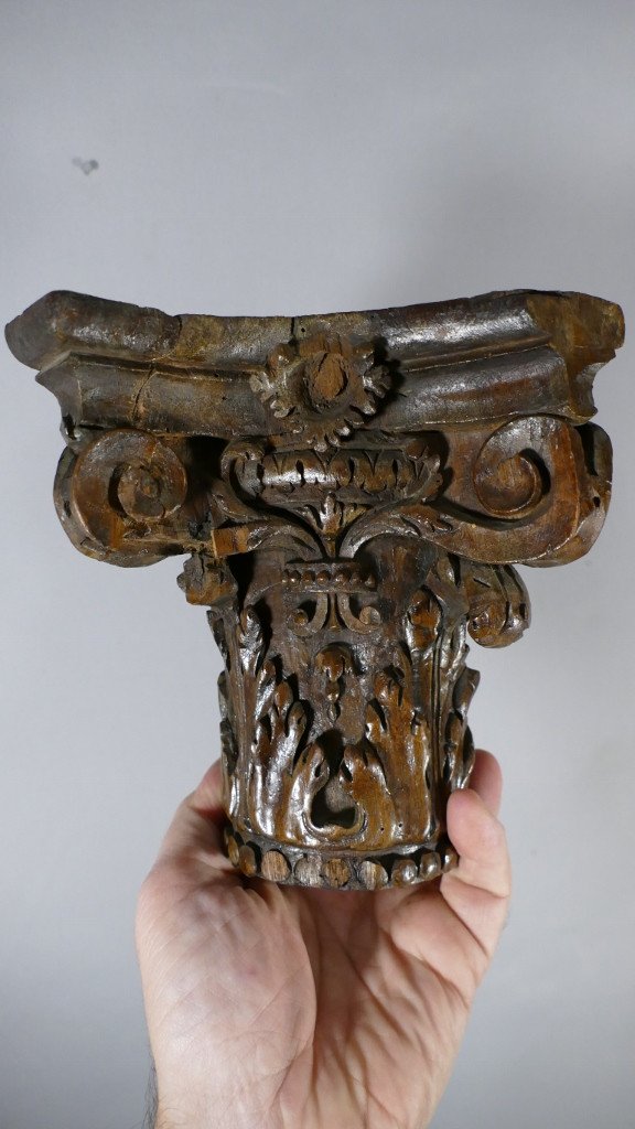 Corinthian Capital In Carved Oak In The Eighteenth Taste, Applique Console-photo-5