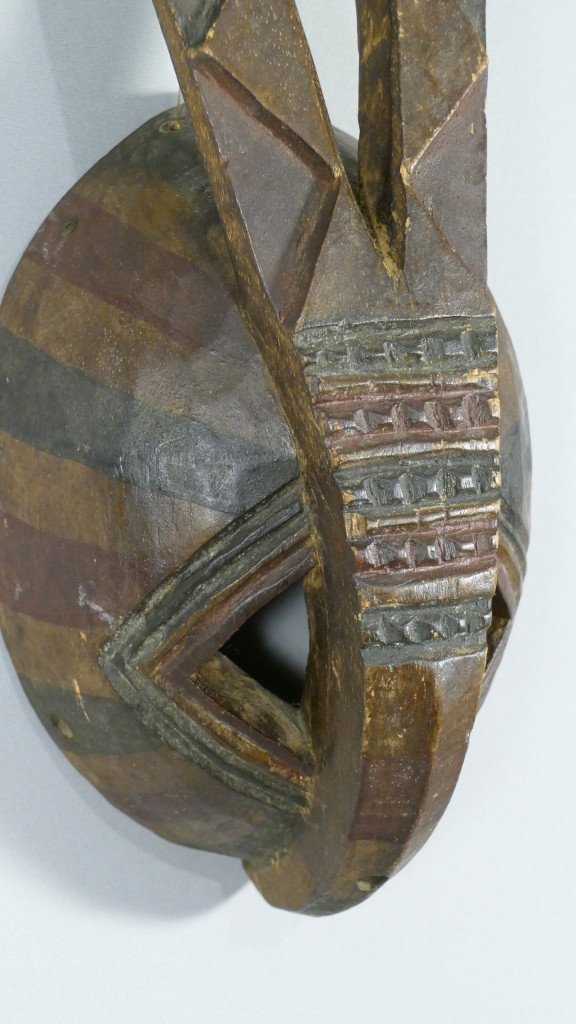 Masque Africain En Bois Sculpté Et Polychrome, époque Dernier Tiers XX ème Siècle-photo-2