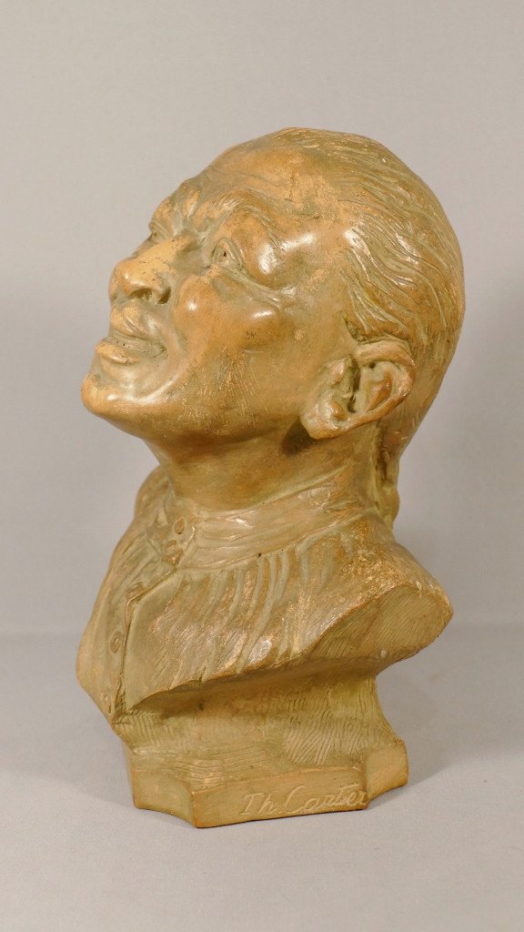 Thomas Cartier, Terracotta Bust Of An Asian Man, Early Twentieth Time-photo-2