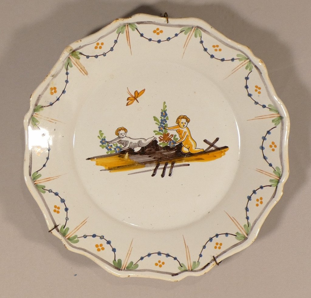 Plate With Putti, Nevers Earthenware Eighteenth Century