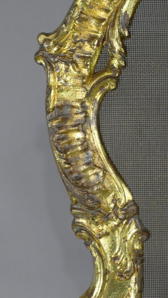 Charles Casier, Pare Feu De Cheminée En Bronze Doré Au Putto, Epoque Napoléon III, XIX ème-photo-1