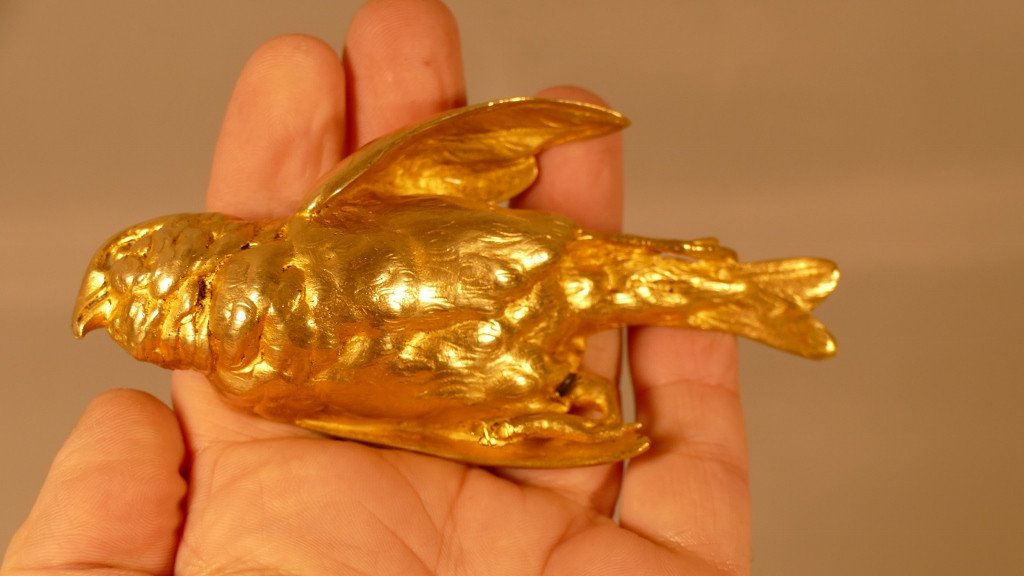 Paul Comoléra And Susse Frères, Gilt Bronze Paperweight, The Sparrow-photo-3
