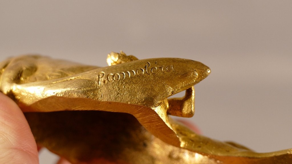 Paul Comoléra And Susse Frères, Gilt Bronze Paperweight, The Sparrow-photo-4