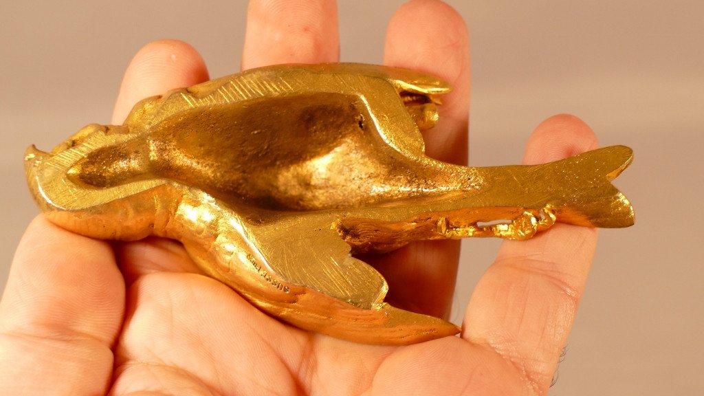 Paul Comoléra And Susse Frères, Gilt Bronze Paperweight, The Sparrow-photo-1