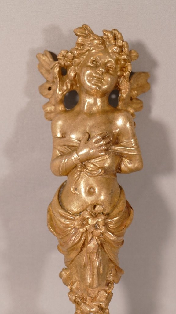 Cherub In Caryatid, Bronze Ornament XIXth Time-photo-2