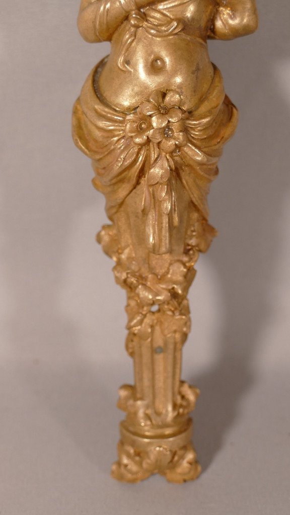 Cherub In Caryatid, Bronze Ornament XIXth Time-photo-3
