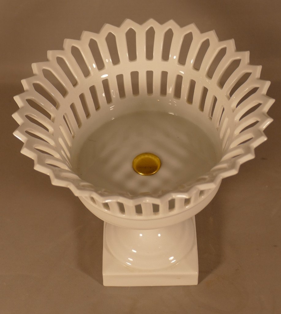 Empire Style Openwork Porcelain Basket Cup Centerpiece-photo-3