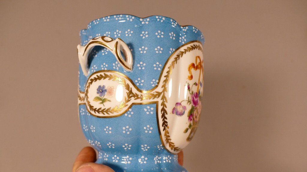 Cache Pot En Porcelaine, Décor à La Corbeille De Fleurs, époque XX ème-photo-4