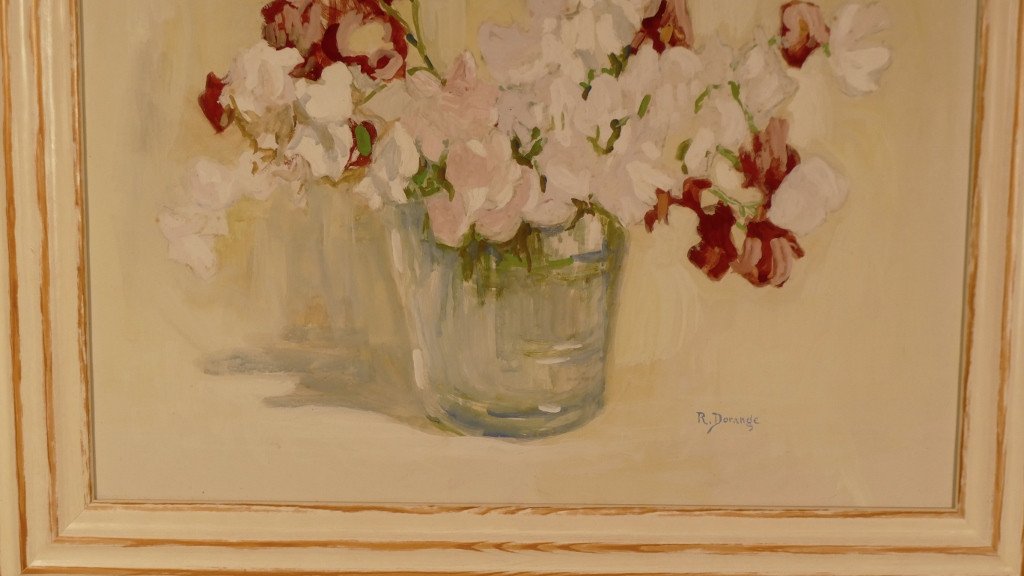 Sweet Peas, Gouache Signed Robert Dorange-photo-3