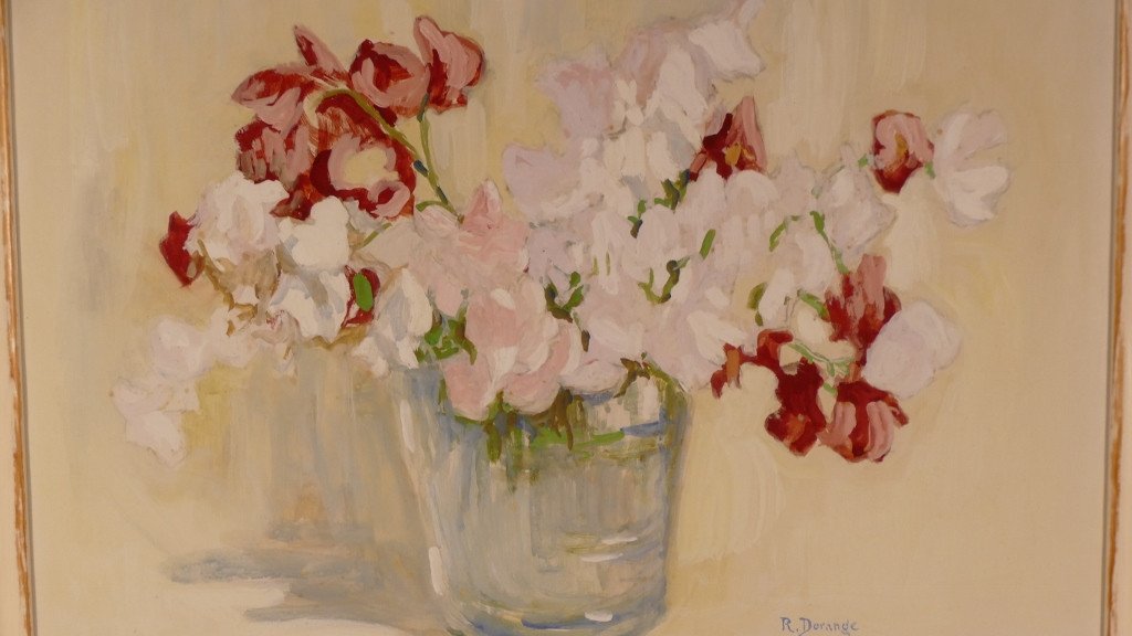 Sweet Peas, Gouache Signed Robert Dorange-photo-4