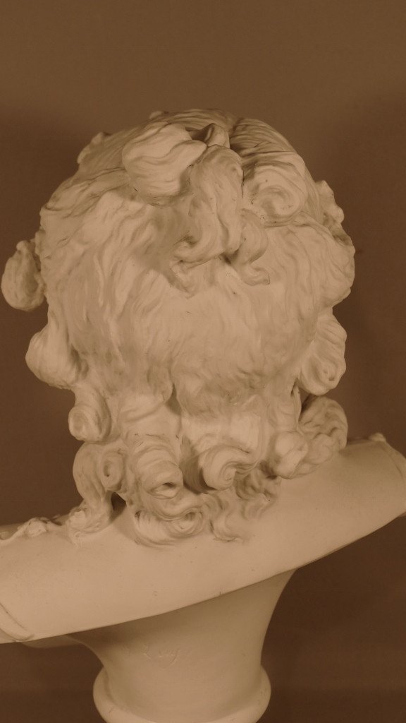 Georges Levy, Bust Of A Young Woman With Vine Branches, XIXth Porcelain Biscuit-photo-6