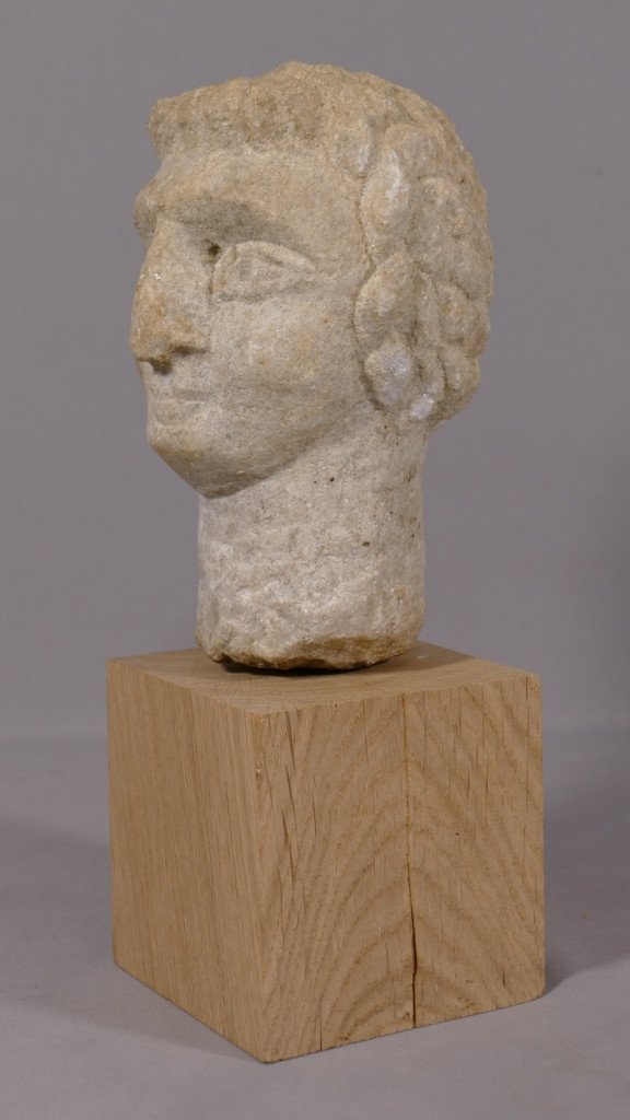 Tête Romaine Antique d'Un Homme En Pierre Sculptée, époque IIIe - Ive Siècle Après Jc-photo-2