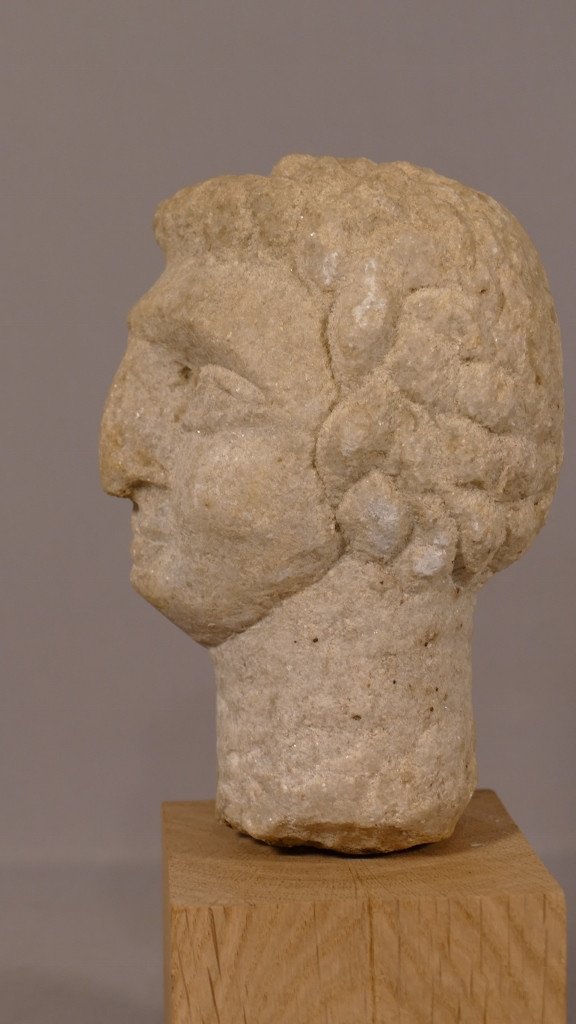 Tête Romaine Antique d'Un Homme En Pierre Sculptée, époque IIIe - Ive Siècle Après Jc-photo-4