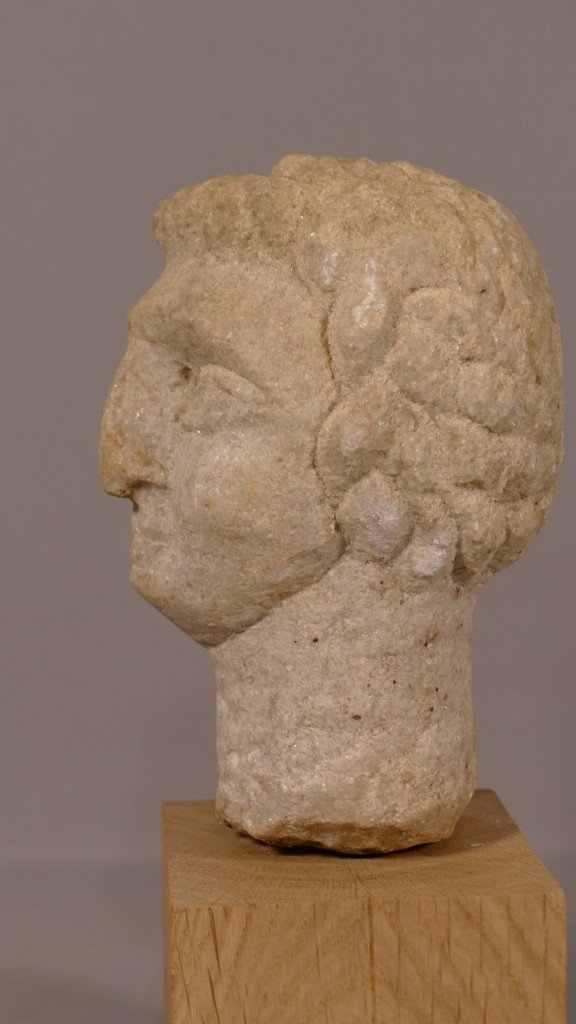 Antique Roman Head Of A Carved Stone Man, 3rd - 4th Century Ad-photo-4