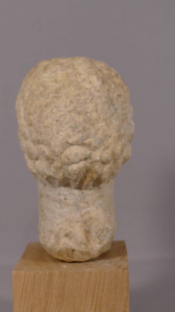 Tête Romaine Antique d'Un Homme En Pierre Sculptée, époque IIIe - Ive Siècle Après Jc-photo-1