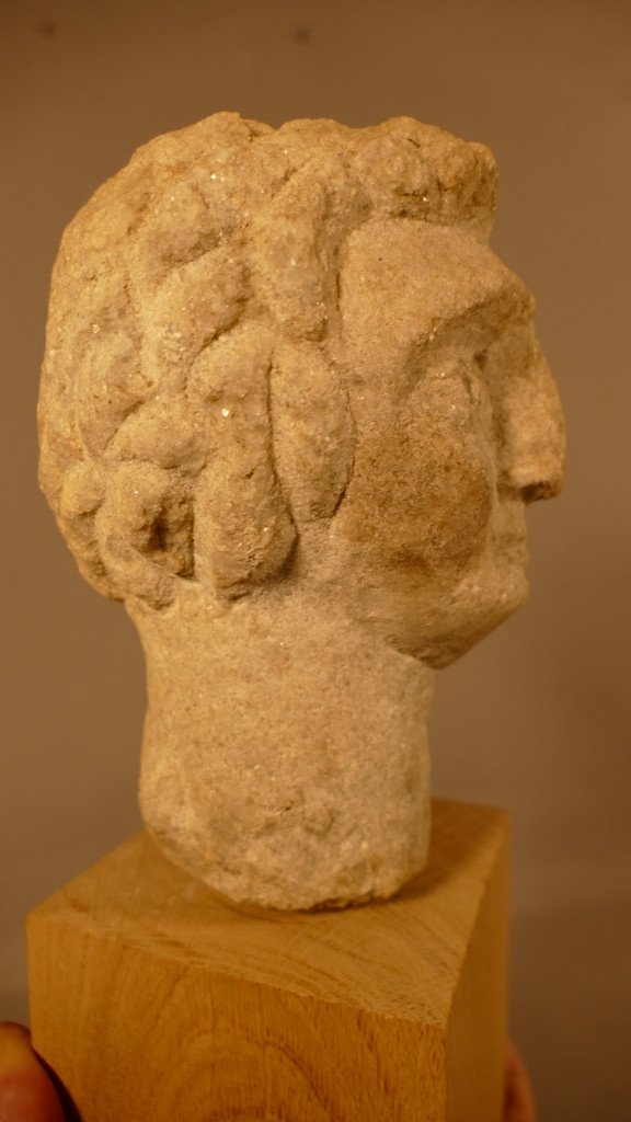 Antique Roman Head Of A Carved Stone Man, 3rd - 4th Century Ad-photo-4