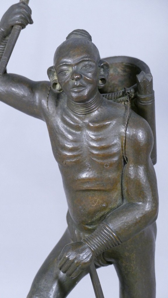 Indochine, Statuette En Bronze, Guerrier Moï Ou Mnong, Tonkin, Vietnam, Fin XIX ème -photo-4