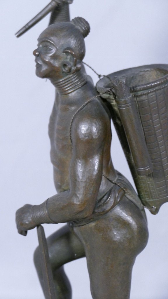 Indochine, Statuette En Bronze, Guerrier Moï Ou Mnong, Tonkin, Vietnam, Fin XIX ème -photo-3