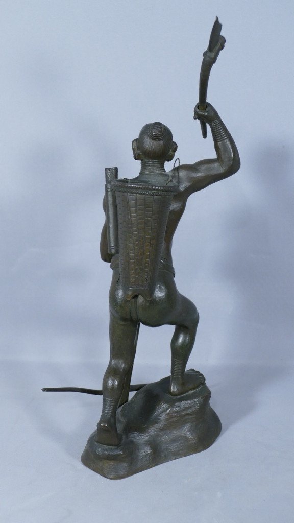 Indochina, Bronze Statuette, Moï Or Mnong Warrior, Tonkin, Vietnam, Late 19th Century-photo-5