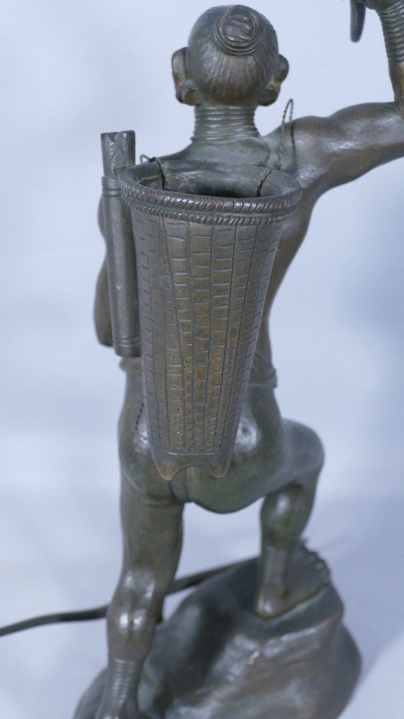 Indochina, Bronze Statuette, Moï Or Mnong Warrior, Tonkin, Vietnam, Late 19th Century-photo-6