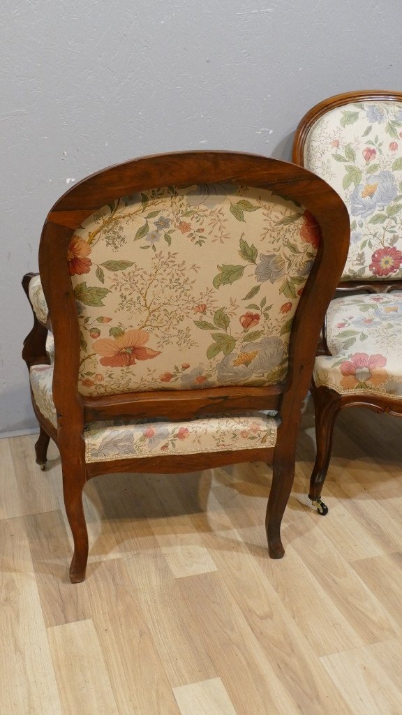 Pair Of Louis XV Armchairs In Solid Rosewood Napoleon III Period, XIX-photo-6