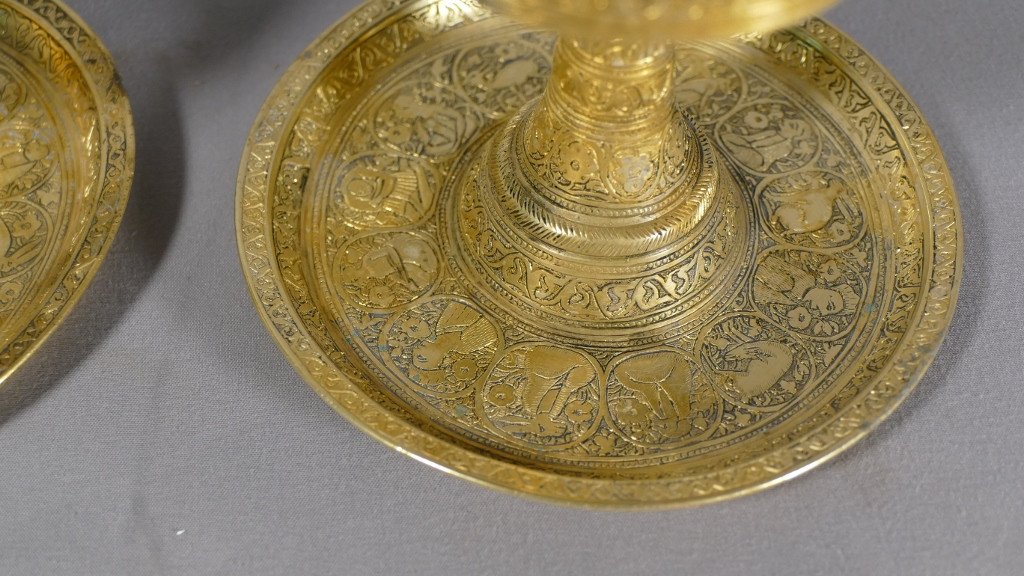 Pair Of Oriental Candlesticks, Byzantine? Persian? Islamic? Late 18th Century, Early 19th Century-photo-3