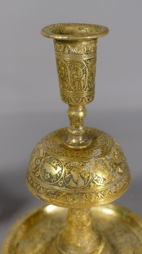 Pair Of Oriental Candlesticks, Byzantine? Persian? Islamic? Late 18th Century, Early 19th Century-photo-4