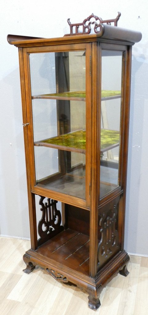 Vitrine Japonisante En Bois Naturel &eacute;poque D&eacute;but XX &egrave;me