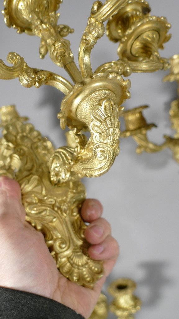 Suite Of 4 Sconces In Gilt Bronze From The Charles X Restoration Period, Early XIXth-photo-6