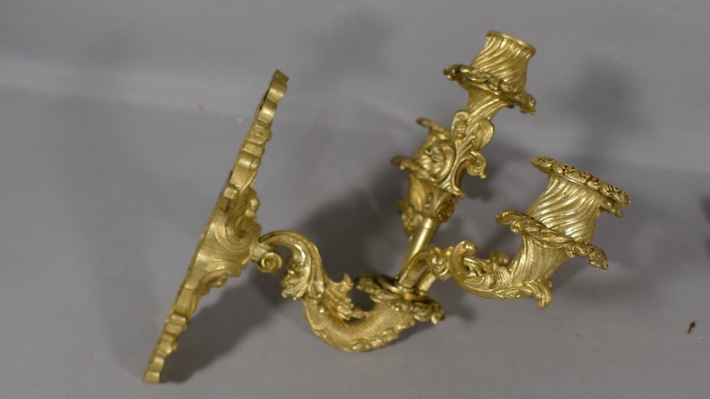 Suite Of 4 Sconces In Gilt Bronze From The Charles X Restoration Period, Early XIXth-photo-7